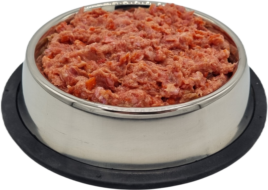 BARF Raw Dog Food Chicken Mince Frozen 20 x 500g Rolls (10kg) bowl