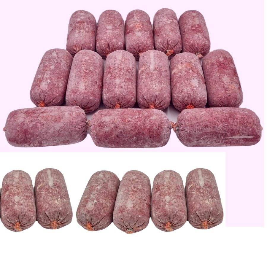BARF Raw Dog Food Chicken Mince With 10% Lamb Organs Frozen 20 x 500g Rolls(10kg)