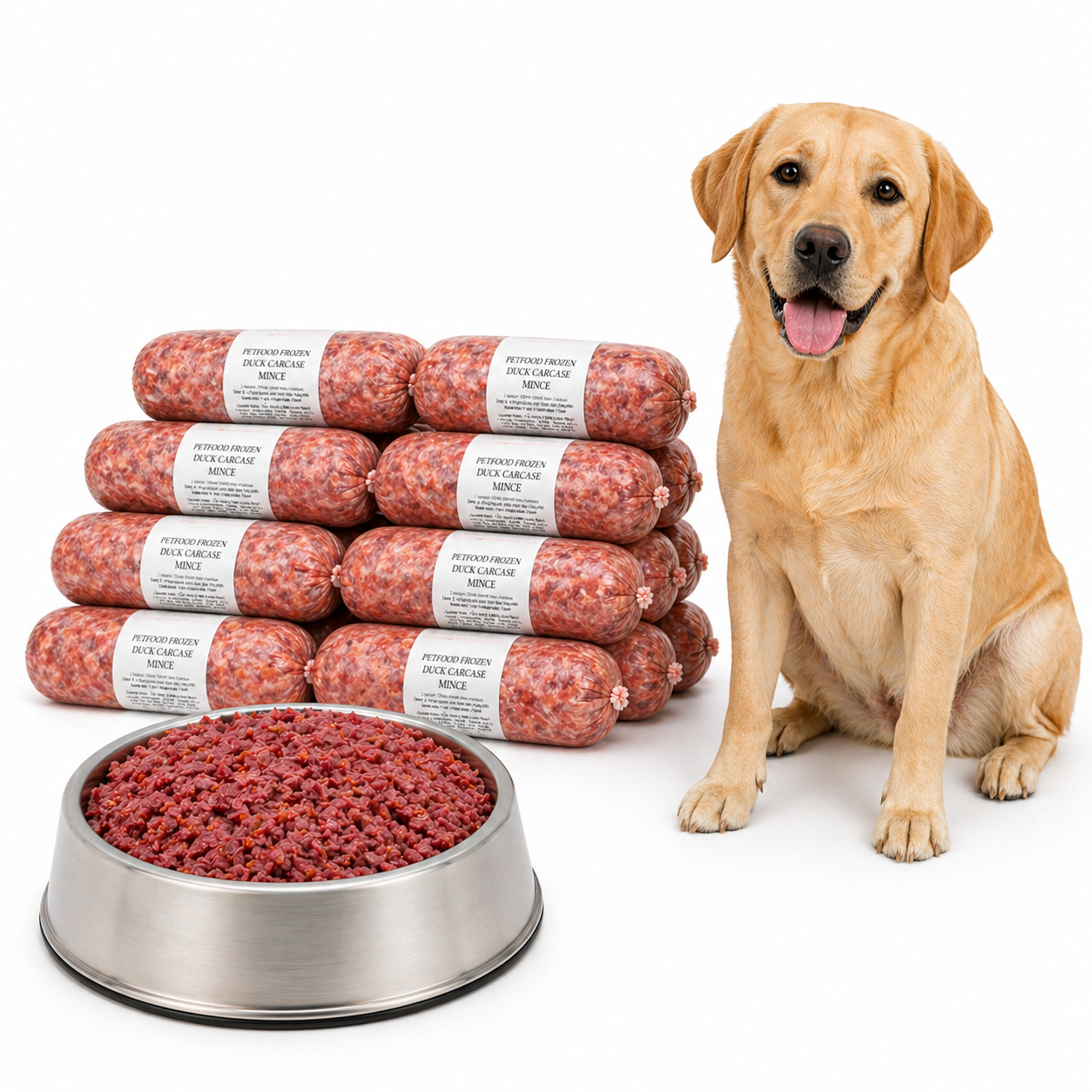 BARF Raw Dog Food Duck Mince Frozen 20 x 500g Rolls/Bags (10kg) - Pet Family