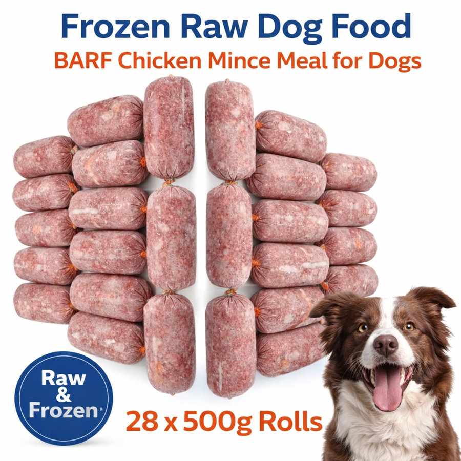 BARF Raw Dog Food Chicken Mince Frozen 28 x 500g Rolls (14kg)