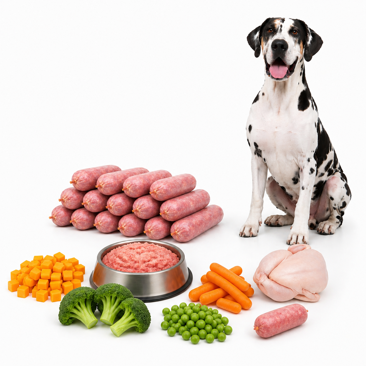 BARF Raw Dog Food Chicken and Veg Mince Complete Meal Frozen 20 x 500g Rolls/Bags (10kg) - Pet Family