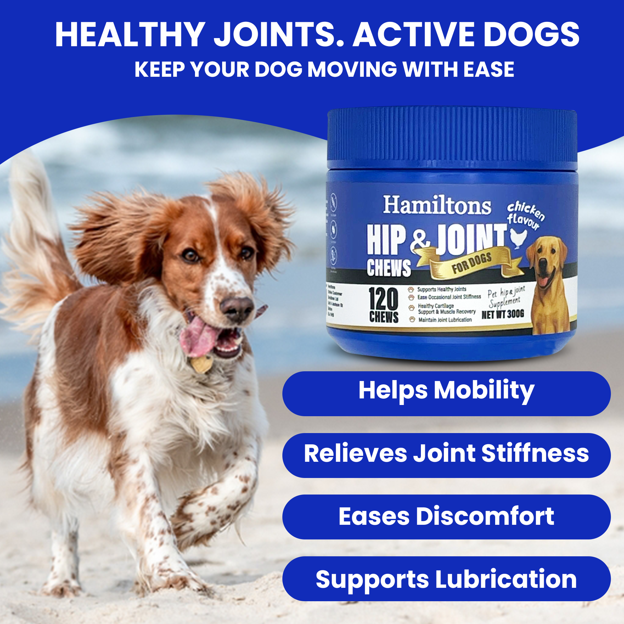 Hamilton’s Hip & Joint Supplement for Dogs – 120 Chicken Flavour Chews