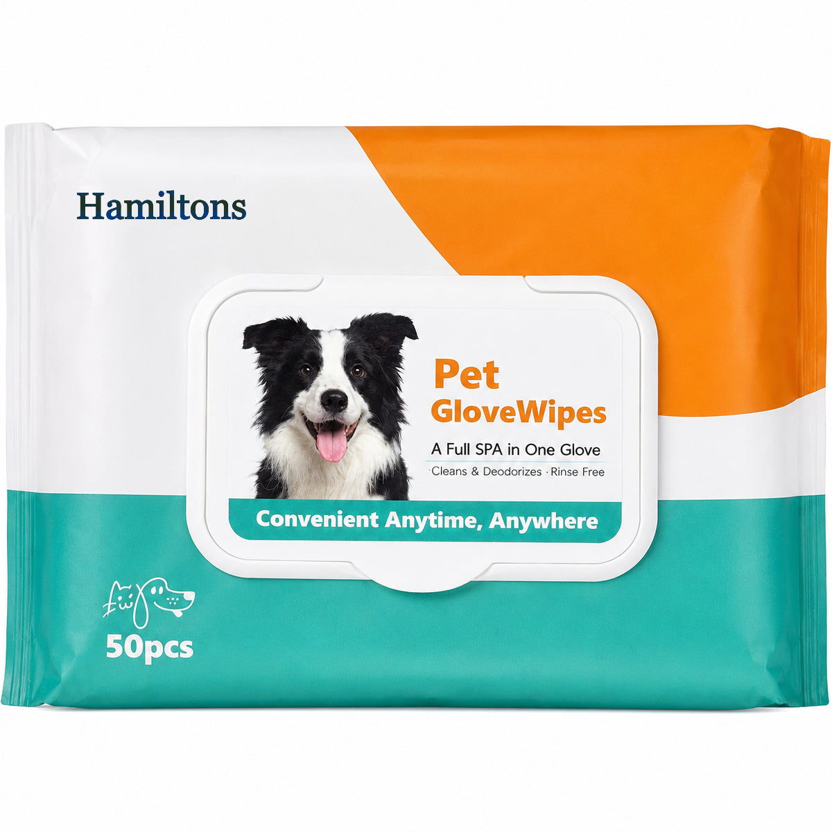 Hamiltons Pet Glove Wipes for Dogs & Cats – 50 Moisturising Grooming Wipes with Jojoba Oil, Honey & Shea Butter