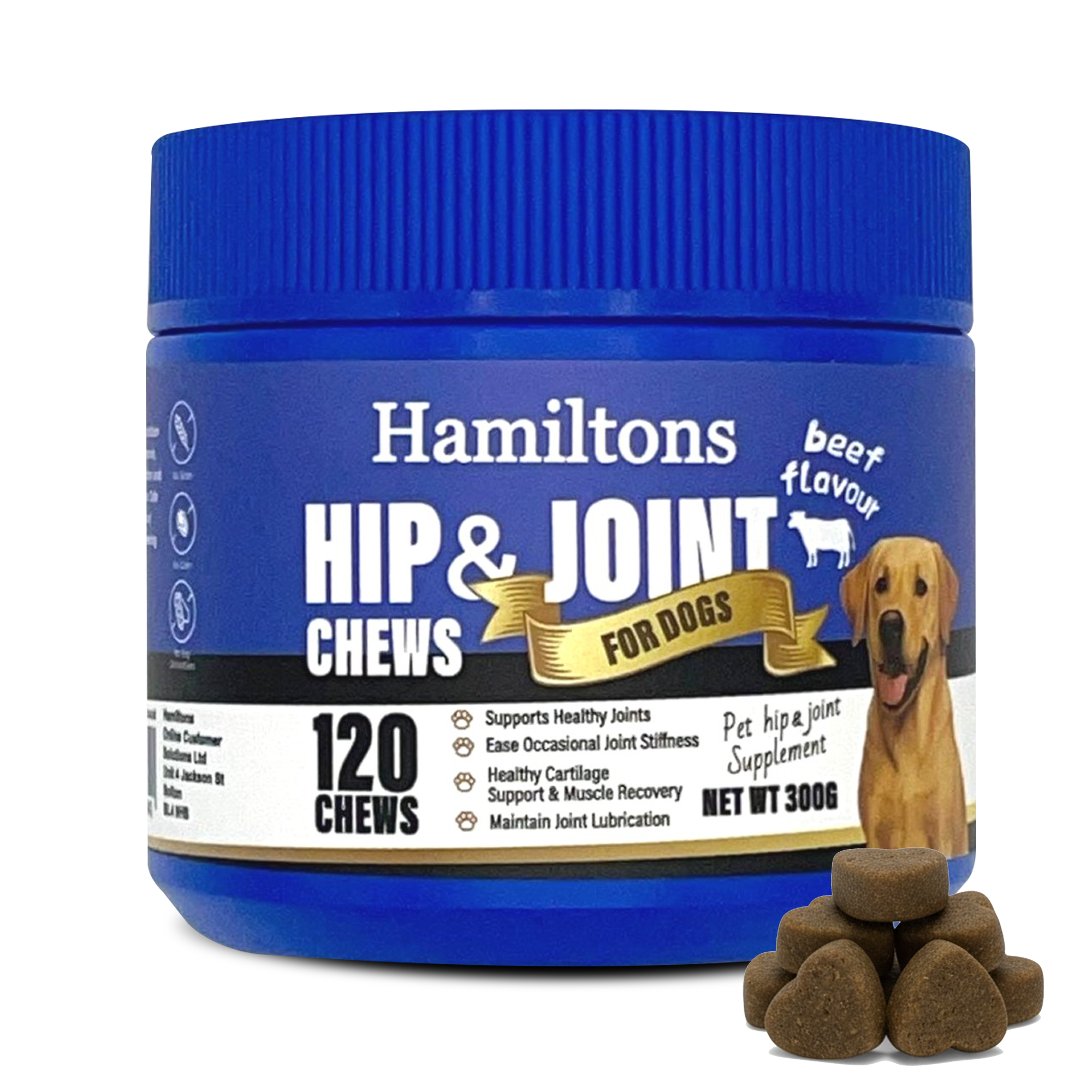 Hamilton’s Hip & Joint Supplement for Dogs – 120 Beef Flavour Chews
