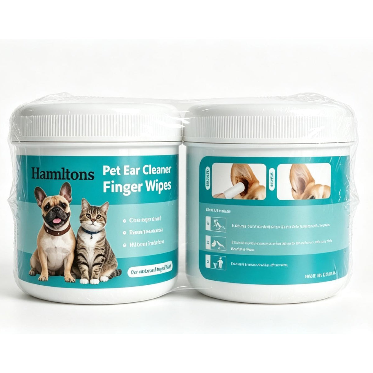 Hamiltons Pet Ear Cleaning Finger Wipes for Dogs & Cats – 100 Pre-Moistened Ear Cleaning Pads