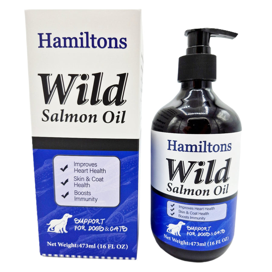 Hamiltons Premium Wild Salmon Oil with Biotin for Dogs & Cats – Natural Omega 3 6 9 Supplement