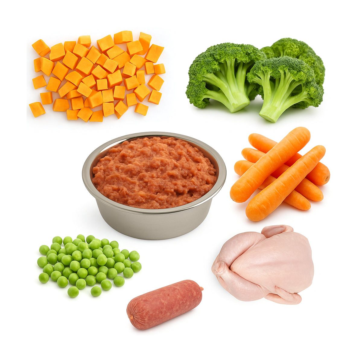 BARF Raw Dog Food Chicken and Veg Mince Complete Meal Frozen 20 x 500g Rolls/Bags (10kg)