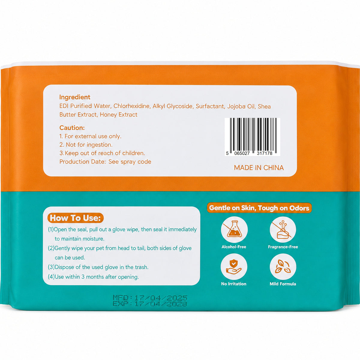 Hamiltons Pet Glove Wipes for Dogs & Cats – 50 Moisturising Grooming Wipes with Jojoba Oil, Honey & Shea Butter