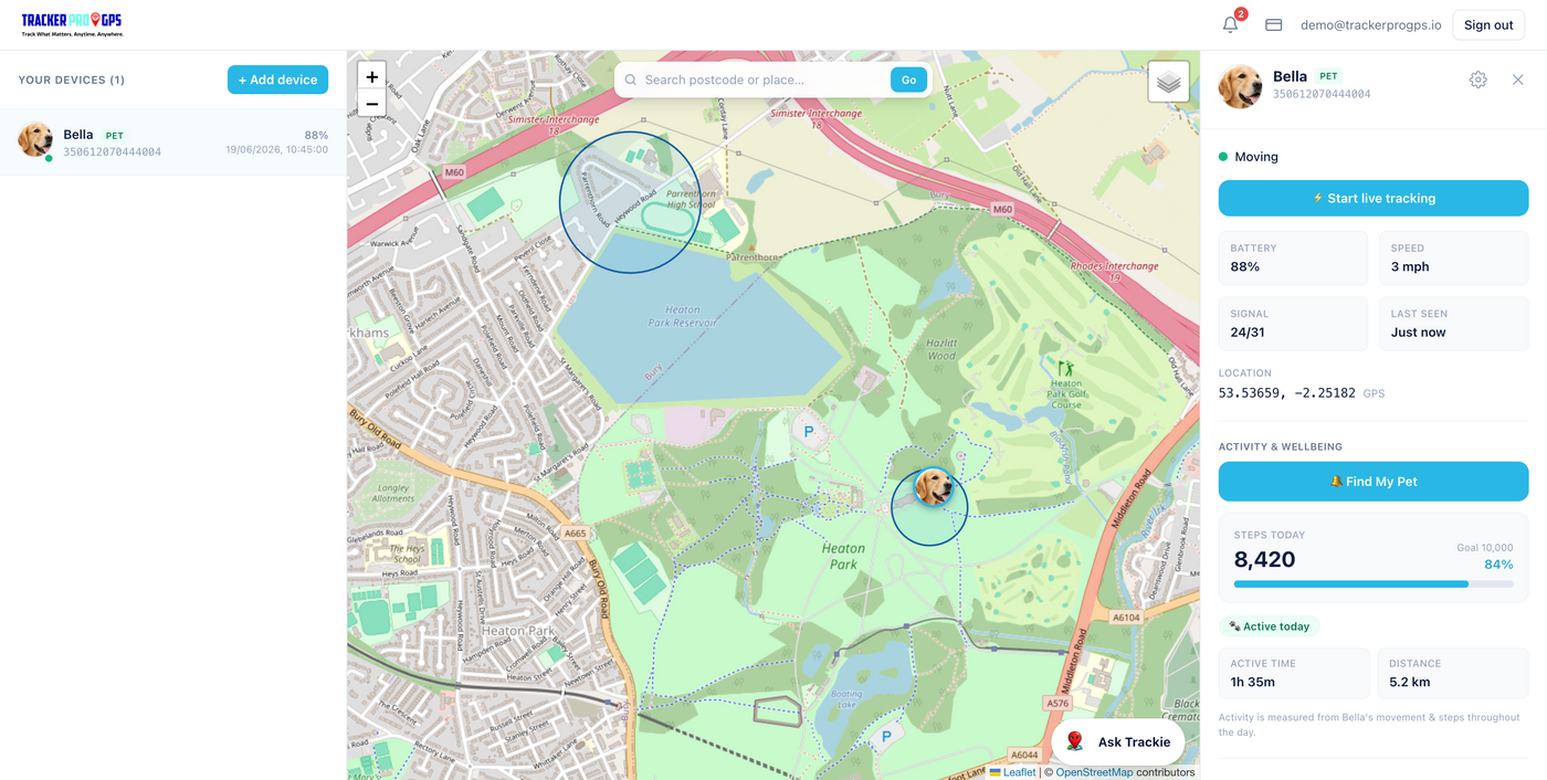 Pet Tracker Pro GPS Real time Tracking