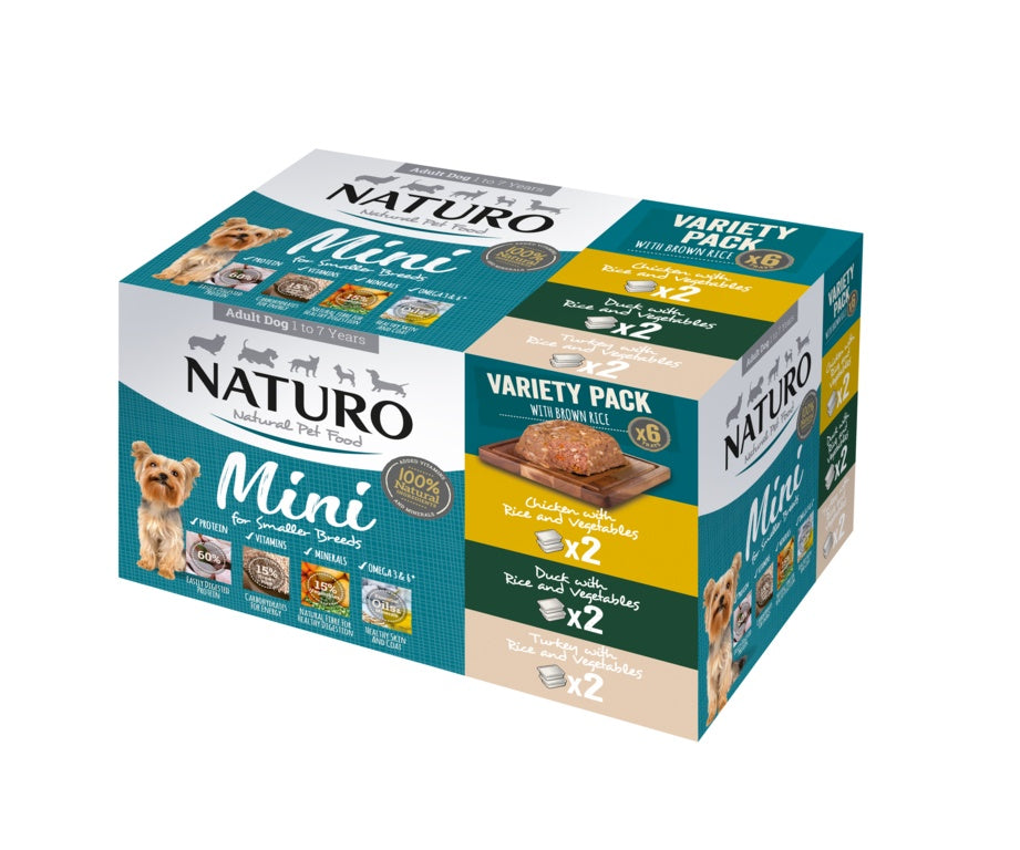 Naturo Dog Mini Variety Pack With Brown Rice 6 x 150g