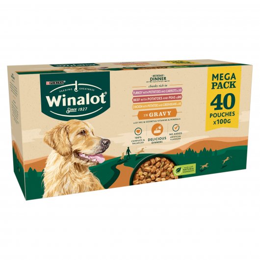 Winalot Perfect Portions Adult Beef Chicken & Turkey In Gravy 40x100g